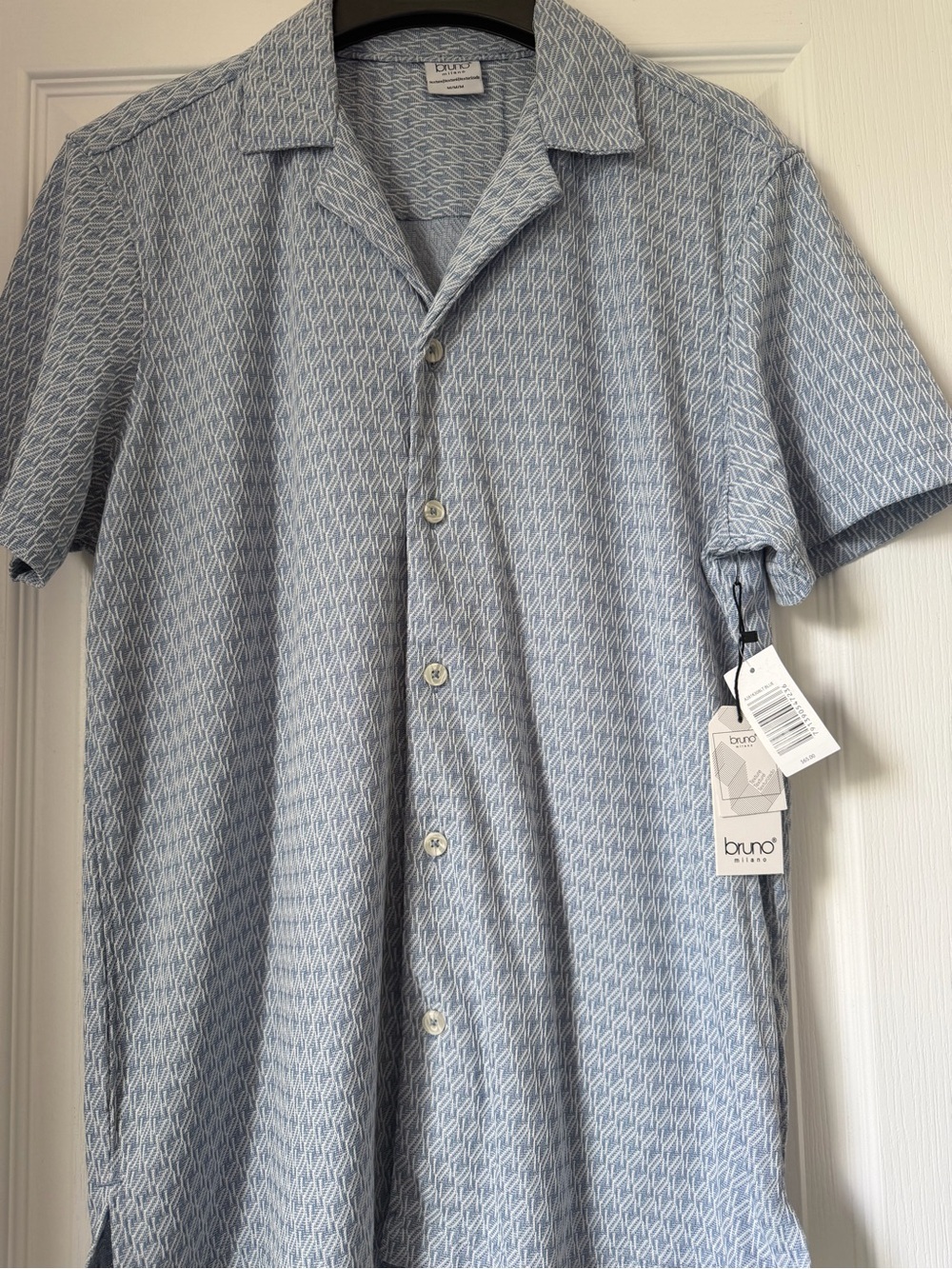 New Bruno Milano Light Blue Short-Sleeve Button-Up Shirt